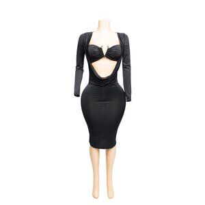 💎 Glamorous Draped Cutout Bodycon Dress – Sexy & Elegant
